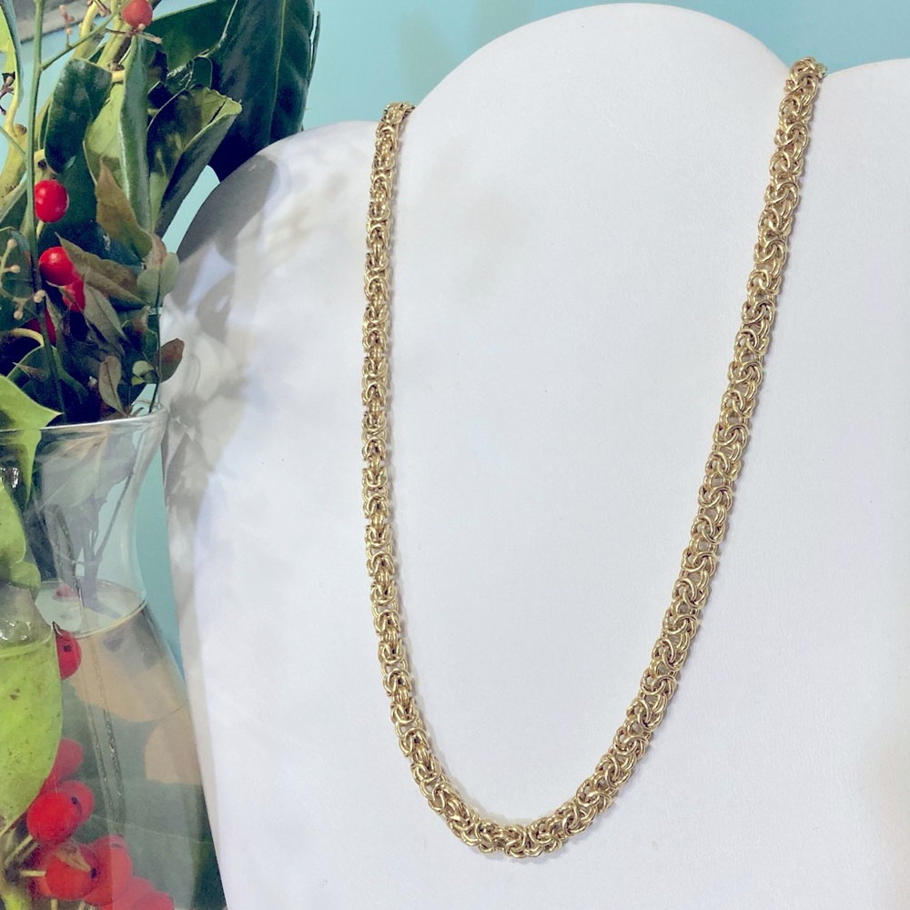 Byzantine Italian Vermeil Gold over Sterling 4mm Chain Necklace 18”